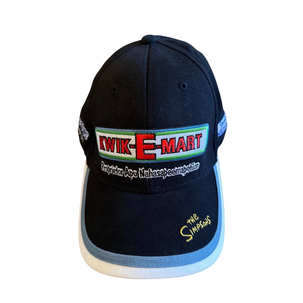 Vintage 2000's The Simpsons Kwik E Mart Apu Baseball Cap Black Embroidered